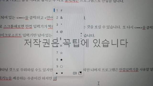 마이크로소프트 입력기의 특수문자모드